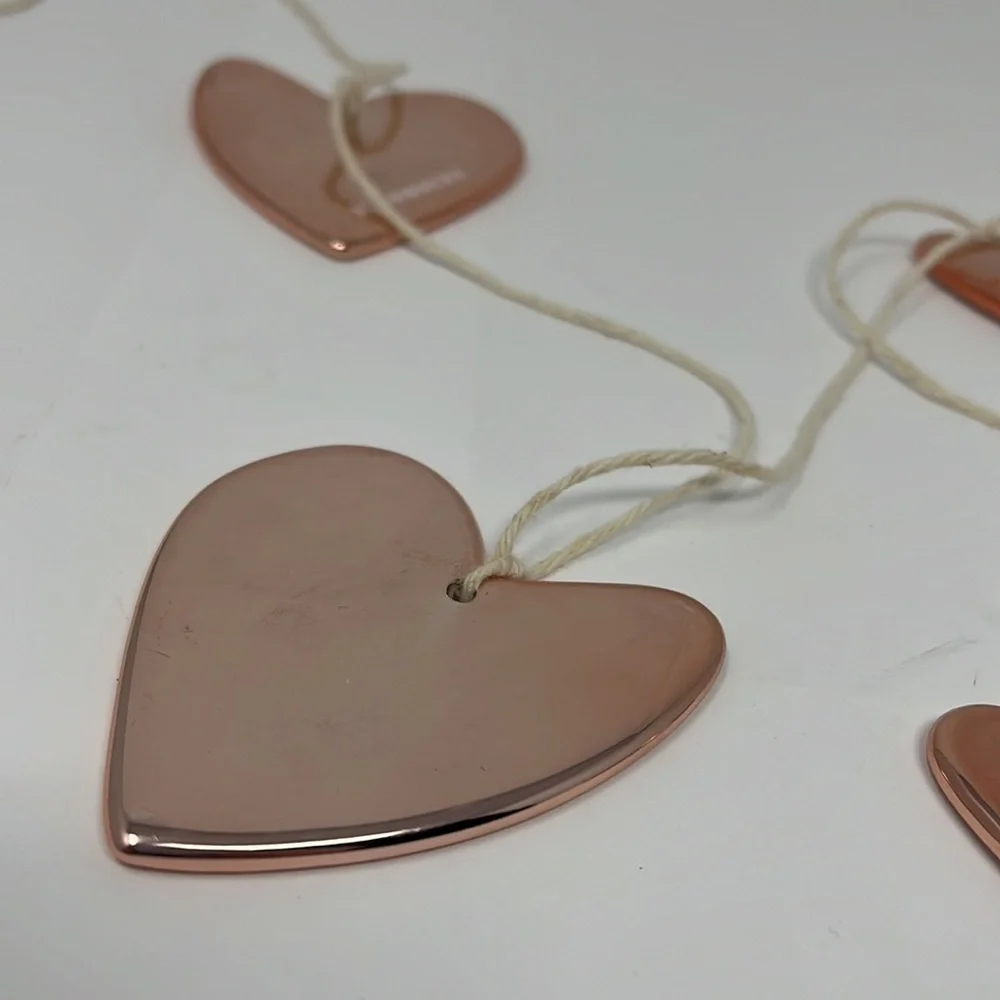 Starbucks Rose Gold Heart 7 Piece Ceramic Christmas Tree Garland Ornament